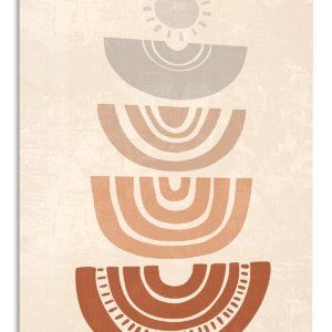 Earthy Sun Arc Composition – Premium Metal Wall Art