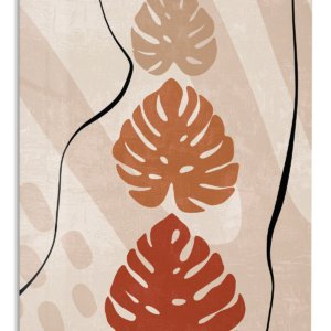 Terracotta Monstera Silhouettes – Premium Metal Wall Art