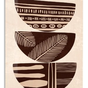Earthy Patterned Bowl Trio – Premium Metal Wall Art