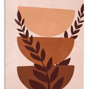 Terracotta Botanical Balance – Premium Metal Wall Art