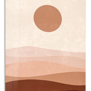 Terracotta Sun Over Layered Dunes – Premium Metal Wall Art
