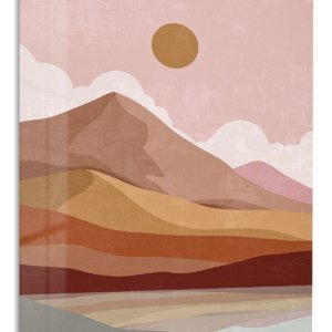 Desert Sun Layered Landscape – Premium Metal Wall Art