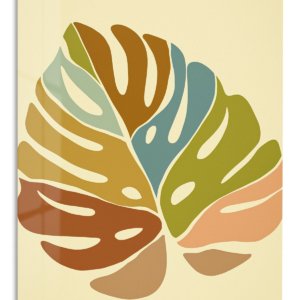 Earth Tone Monstera Leaves – Premium Metal Wall Art