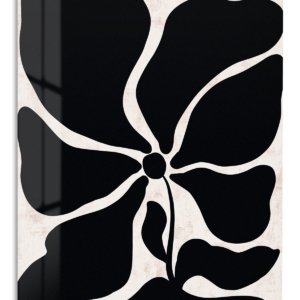 Black Organic Flower on Blush – Premium Metal Wall Art