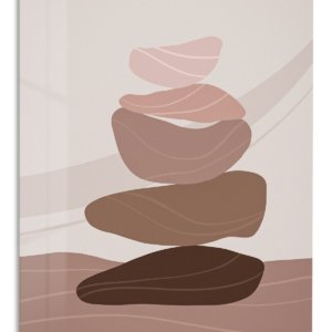 Earth Tone Balancing Stones – Premium Metal Wall Art