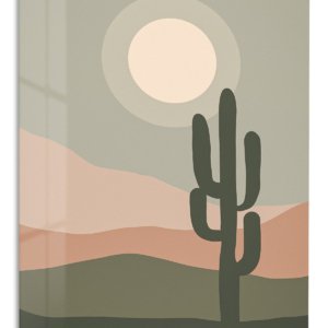 Desert Moon Cactus – Premium Metal Wall Art