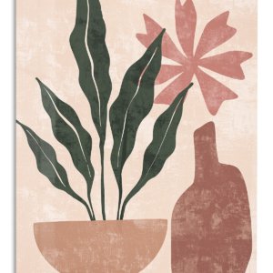 Terracotta Botanical Still Life – Premium Metal Wall Art