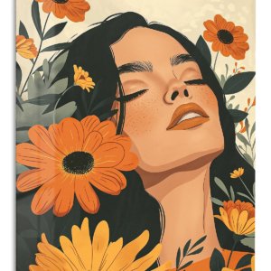 Sunflower Reverie Portrait – Premium Metal Wall Art