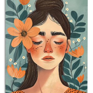 Floral Reverie Portrait – Premium Metal Wall Art