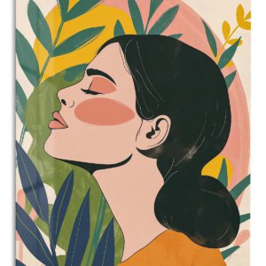 Botanical Profile in Warm Sunset – Premium Metal Wall Art