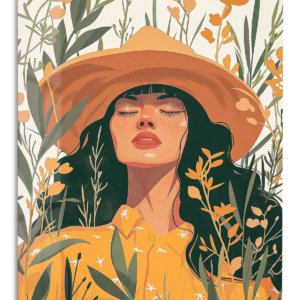 Sunlit Wildflower Muse – Premium Metal Wall Art