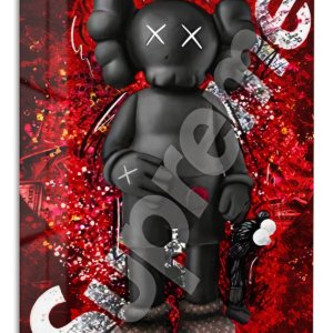 Red Riot X-Eyed Figure – Premium Metal Wall Art