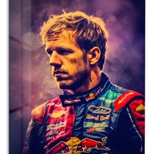 Dramatic Motorsport Driver Portrait – Premium Metal Wall Art