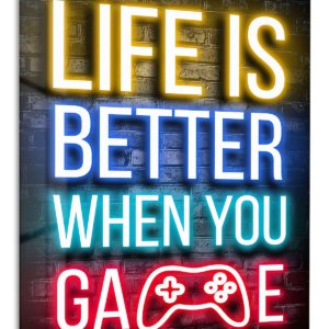 Life Is Better When You Game Neon Sign – Premium Metal Wall Art