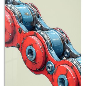Red and Blue Robotic Mechanism – Premium Metal Wall Art