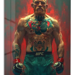 Tattooed Combat Fighter Portrait – Premium Metal Wall Art