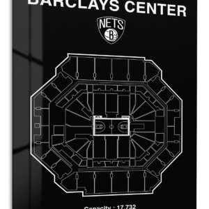 Barclays Center Basketball Arena Blueprint – Premium Metal Wall Art