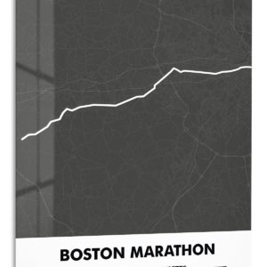 Boston Marathon Route Map – Premium Metal Wall Art