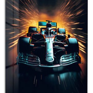 Neon Open-Wheel Racer – Premium Metal Wall Art