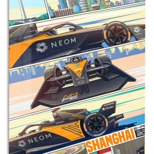 Electric Formula Race Car City Panels – Premium Metal Wall Art