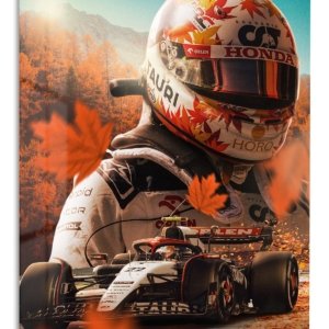 Autumn Formula Racing Driver – Premium Metal Wall Art