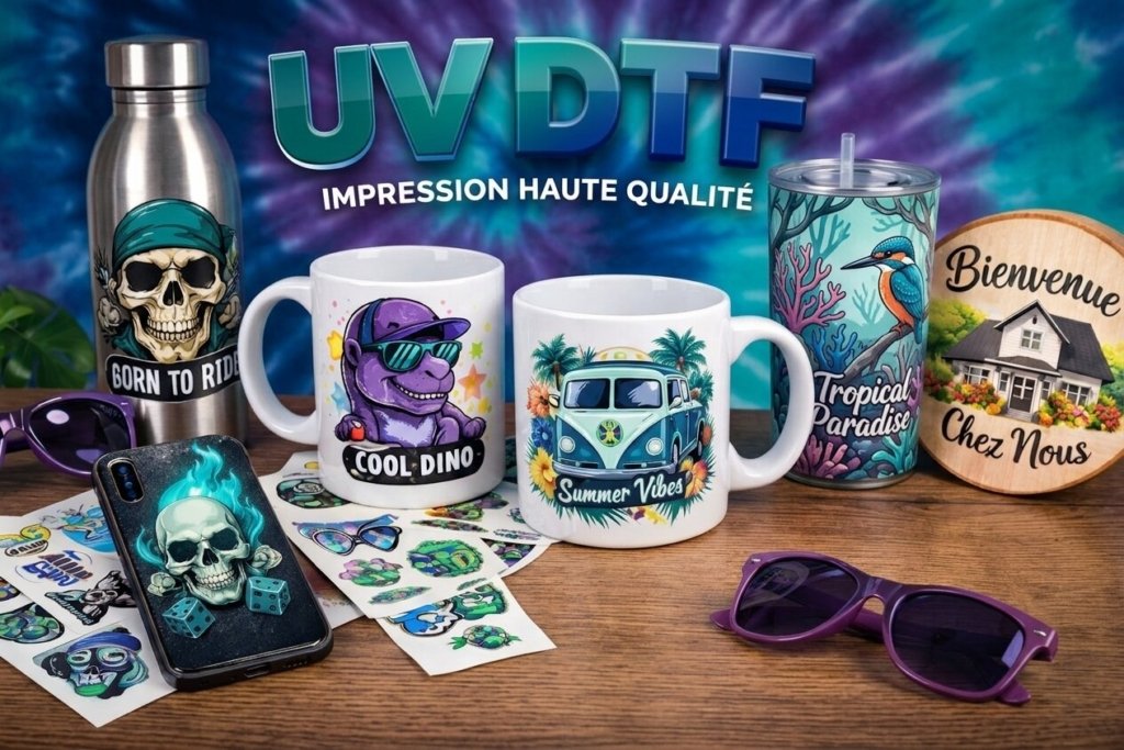 UV DTF transfers on mugs, bottle, tumbler, phone case and wooden sign