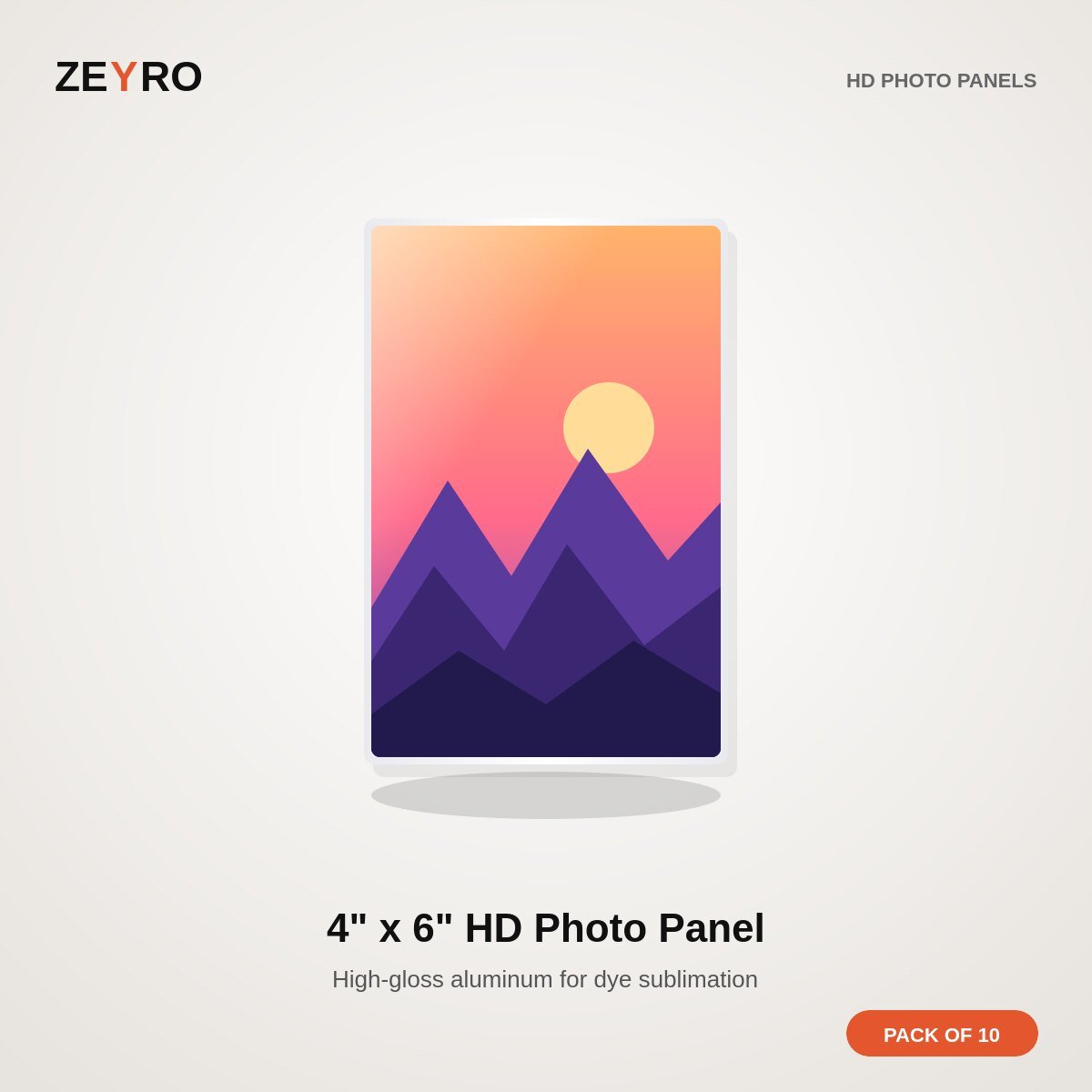 ZEYRO Sublimation HD Photo Panels - 4" x 6" - Pack of 10